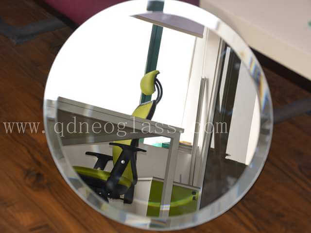 Round Mirror with Bevelled Edges-Aluminum & Silver